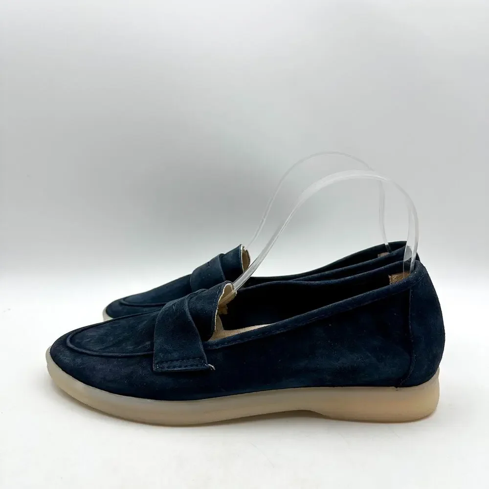 Vaneli Womens Undine Penny Loafers Size 7.5 Navy Blue Suede NWOB